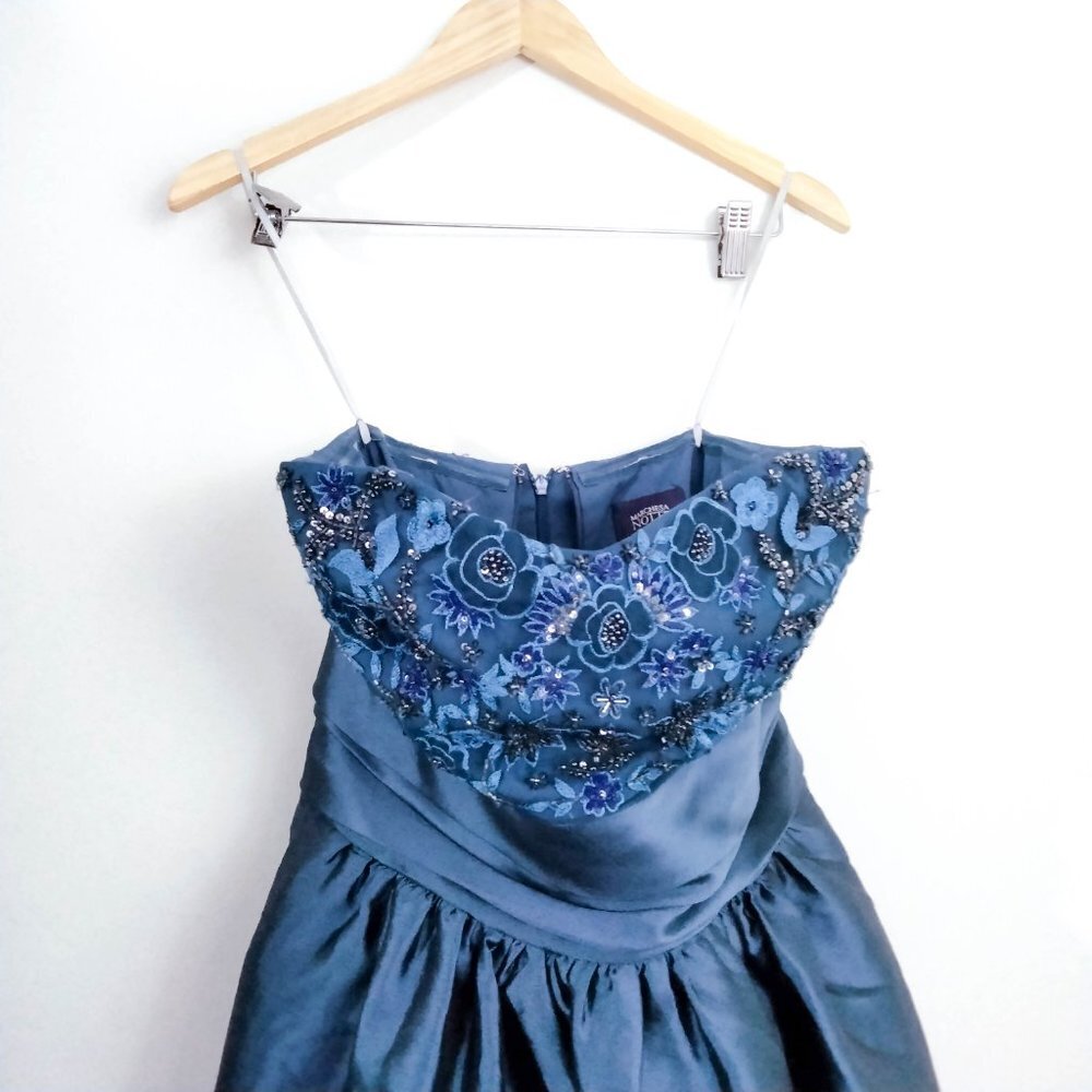 Marchesa Notte Strapless Navy Sequin Embellished Mikado Gown 6 - Picture 6 of 14